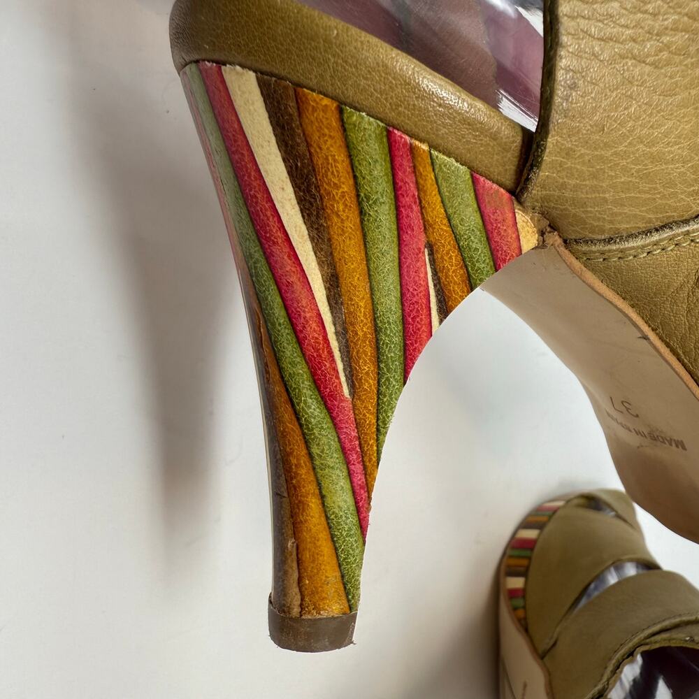 Anthropologie Schuler & Sons Ankle Strap Sandals Women's 37 (7) Camel Tan - Picture 8 of 12